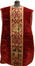 Antique Rare 16th Century Liturgical Chasuble – Hand‑Embroidered Velvet Ecclesia picture