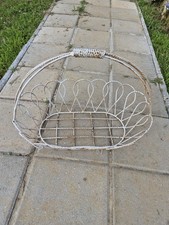 Vintage French Country Shabby Chic Victorian White Metal Wire Plant Basket  picture