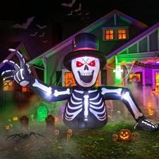 10FT Giant Halloween Inflatable Skeleton with Top Hat, Crawling Yard Decor picture