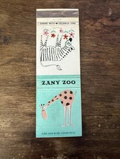 D301 Zany Zoo Giraffe Zebra Greenwich Connecticut Vintage Matchbook Cover picture