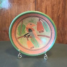 Vintage Mayan Style Hand-Painted Terracotta Folk Art Plate - 10