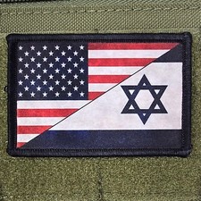 USA Israel Patch Flag Moral Tactical Military Army USA Patriot Hook & Loop 3x2 picture