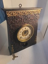 Antique c1900 Wm L Gilbert Mantel Clock, time strike pendulum key working Ornate picture