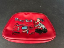 Vintage 1950's Ponytail Date Line Siris Related Red Vinyl zippered makeup bag picture