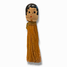 Antique 1920s Flapper Girl Wooden Doll Head Brush Crumb Brush Vanity Brush READ picture