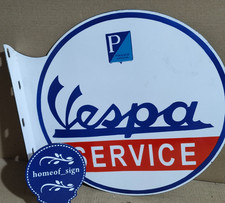 Vespa Service Porcelain Enamel Sign 19.5 x 17 Inches 2 Sides picture