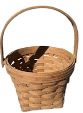 Vintage 1988 Longaberger Woven Wood Basket Swing Handle Rustic Decor With Flaws picture