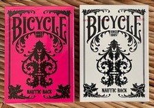 Bicycle Nautic Back (pink and white) playing cards (2 decks) picture
