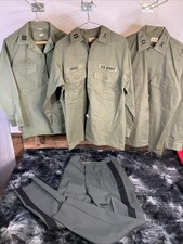 3 Vintage Army Shirts With Captain Patches & 1 Pair of Pants picture