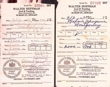 1950 Walter Huffman Coal & Trucking Punxsutawney PA Original Invoices Receipts picture