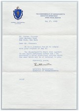1942 Leverett Saltonstall Massachusetts Governor Hand Signed Letter Political picture