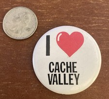 Vintage I Love Cache Valley Pinback Button Pin Heart picture