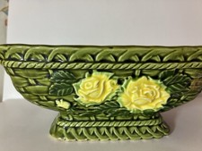 MCM 1969 Rubens Avocado Green And Yellow Rose Planter picture