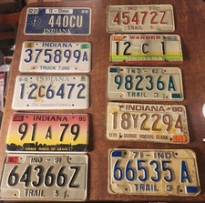 10 Vintage Indiana License Plate Lot Tag Mancave Wall Decor Project Art 70 80 90 picture