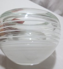 Hand Made Art Glass Vase Skrdlovice Czechoslovakia White stripes picture