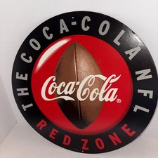 Rare Coca Cola NFL National Football League RED ZONE Round Cardboard Sign 16