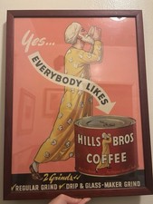 Original 1940s Vintage Hills Bros. Coffee advertising Poster Framed VGC Arabian picture