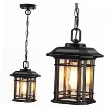 Outdoor Pendant Lights for Porch, Black Exterior Hanging Lanterns, Farmhouse picture