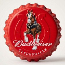 Budweiser Clydesdales Bottle Cap Metal Sign picture