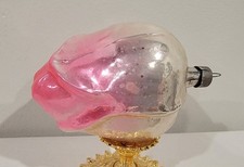 Vintage Heidt Glass Rose Ornament Silver And Pink Rare picture