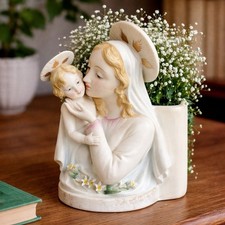 VTG Lefton Madonna & Child Planter Figurine KW1550 Hand Painted 1960s Religious picture