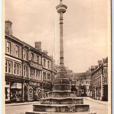 c1910s Grantham, England Market Cross Stone Monument Tall Spire Square Shop A366 picture