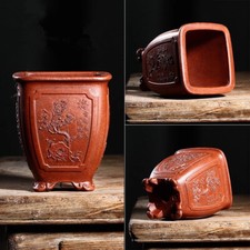 4.3in Chinese Classical Painting Yixing Zisha Pot, Handmade Orchid Bonsai Decor picture