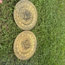vintage 12-inch embossed brass wall plates picture