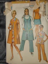 9222 Vintage Simplicity Misses Vest-Coat Mini-Skirt Tunic & Pants 8 Miss Petite picture