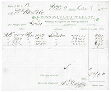 1875 Ashtabula, Youngstown & Pittsburgh RR Receipt - Limestone Load - Niles Ohio picture