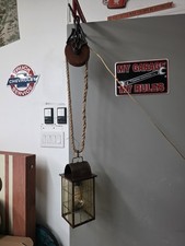 Antique Cast Iron Wood Pulley Light Fixture picture