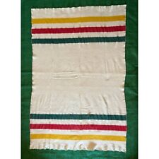 VTG Hudson Bay Striped Wool Blanket 3 Stripes 74x49 picture