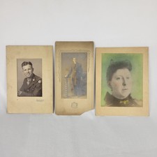 Antique Photo Lot 1940s Military 1890s Victorian Frock Coat 1900s Gown Portraits picture