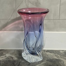 Vintage Chřibská Czech Art Glass Vase Josef Hospodka Pink Blue Sommerso 8.5