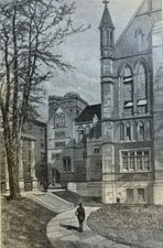 1884 Columbia College New York City William Samuel Johnson Library illustrated picture
