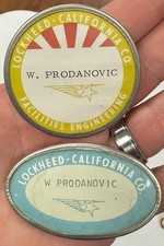Vintage Lockheed Aircraft California Matching Pair Employee Badges 2.5