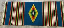 Vintage Mexican Serape Saltillo Rug/Blanket, Geometric & Stripe Design, Vivid picture