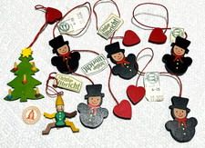 NWT Vintage Lot Of 7 German Christian Ulbricht Wood Ornament Snowman Tree Clown picture