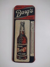 Vintage Drink Barq's Root Beer Thermometer Tin Sign 1950'S In Great Condition  picture