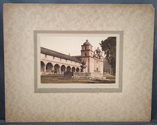 Antique Photogravure Santa Barbara Mission by A. W. Elson Boston Hand Colored picture