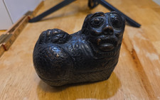 Antique Foo Betel Box Animal Figurine Bronze/Brown 2in H x 6in L picture