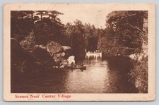 Scenes Near Center Village NY Boating River View c1915 Postcard picture