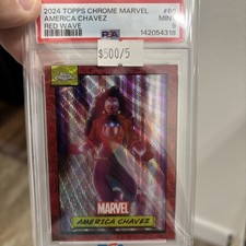 2024 Topps Chrome Marvel   #66 America Chavez 3/5 Red Wave Psa 9 picture
