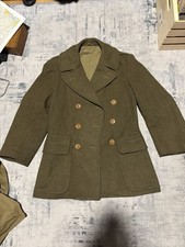 Vtg 1942 WWII US Army Wool Roll Collar Coat 36R Sigmund Eisner Shortened 1940s⁠ picture