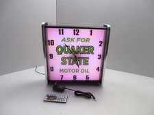 Quaker State Motor Oil LED light up Advertising wall clock Brand New picture