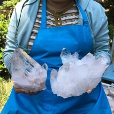 2pcs 5.03 LB Natural Clear Quartz Cluster Crystal Mineral Heals Specimen 6735 picture