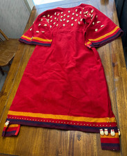 RARE Vintage Native American Indian Woman's Red Wool Elks Tooth Ghost Dress picture