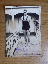 Johnny Weissmuller, Autograph/Autograph, Film, Tarzan, Acting, Paris 1924 Olympics picture