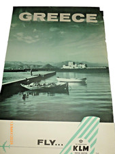 Vintage KLM Royal Dutch Airlines Greece Travel Poster Mid Century Modern 24x40 picture
