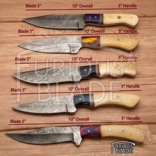 Lot of 10 Pcs 10inc Hand Forged damascus steel hunting camping knife Bone Handle picture